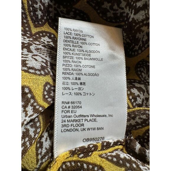 Anthropologie Bohemian Boho Yellow Brown White Floral Tank Top Size 4 - Picture 5 of 5